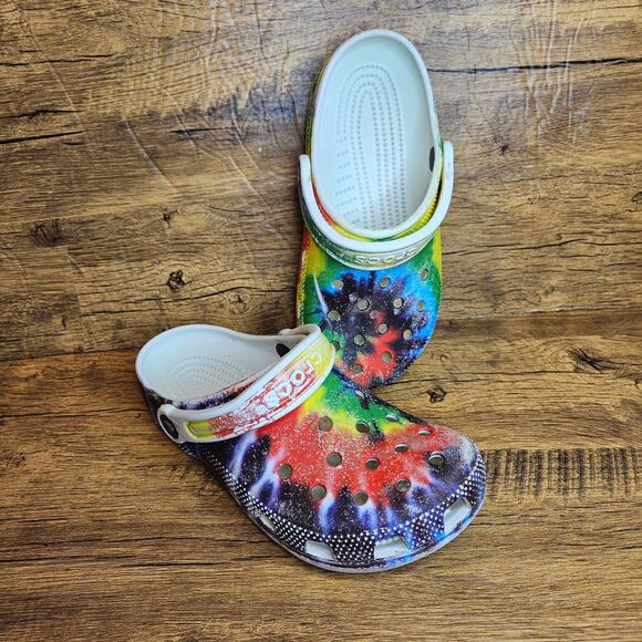 Crocs Classic Tie-dye Multi color clogs shoes sz 4 6 - Picture 2 of 9